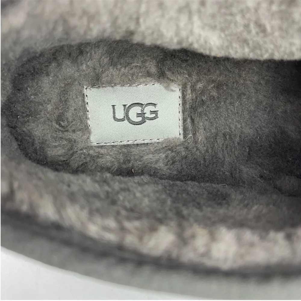 UGG Neumel Charcoal Gray Suede Leather Shearling Lace Up Warm Cozy Ankle Boots